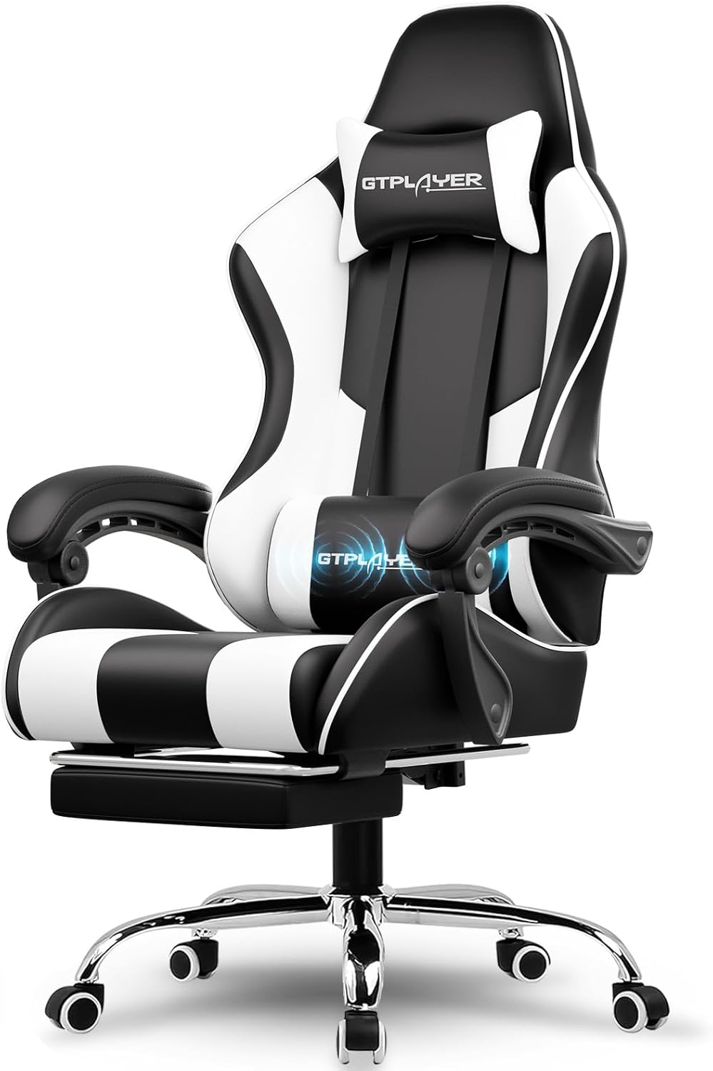 Gaming Chair, Computer Chair with Lumbar Support, Height Adjustable Game Chair with 360°-Swivel Seat & Headrest