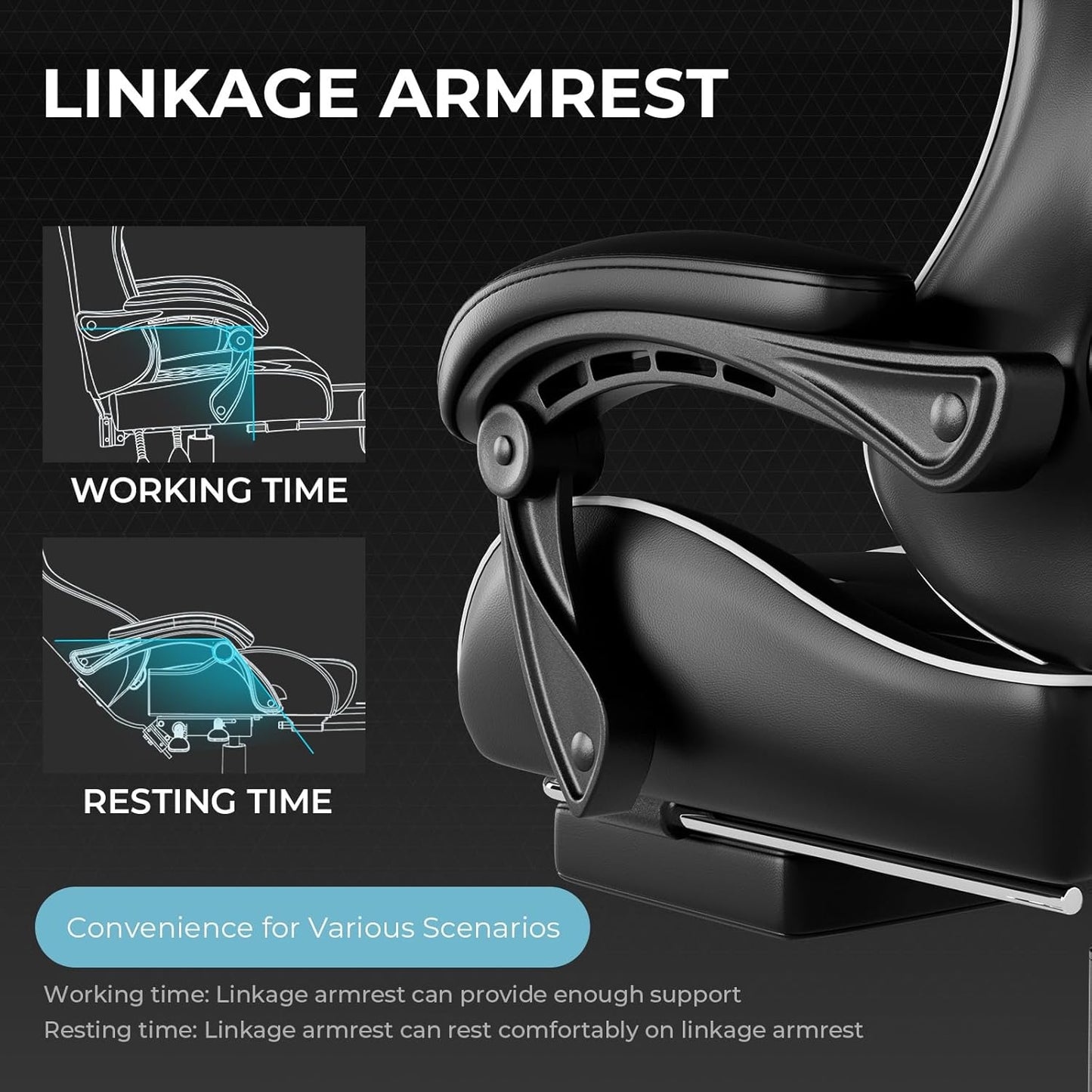 Gaming Chair, Computer Chair with Lumbar Support, Height Adjustable Game Chair with 360°-Swivel Seat & Headrest
