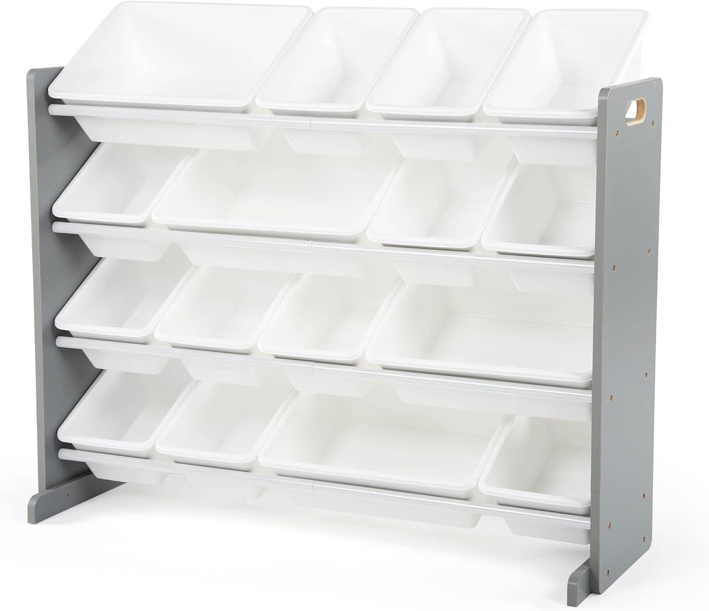 Supersized Storage Organizer with16 Removable Bins, Grey/White –Large Toy Storage Ideal for Kids Playrooms & Nurseries.