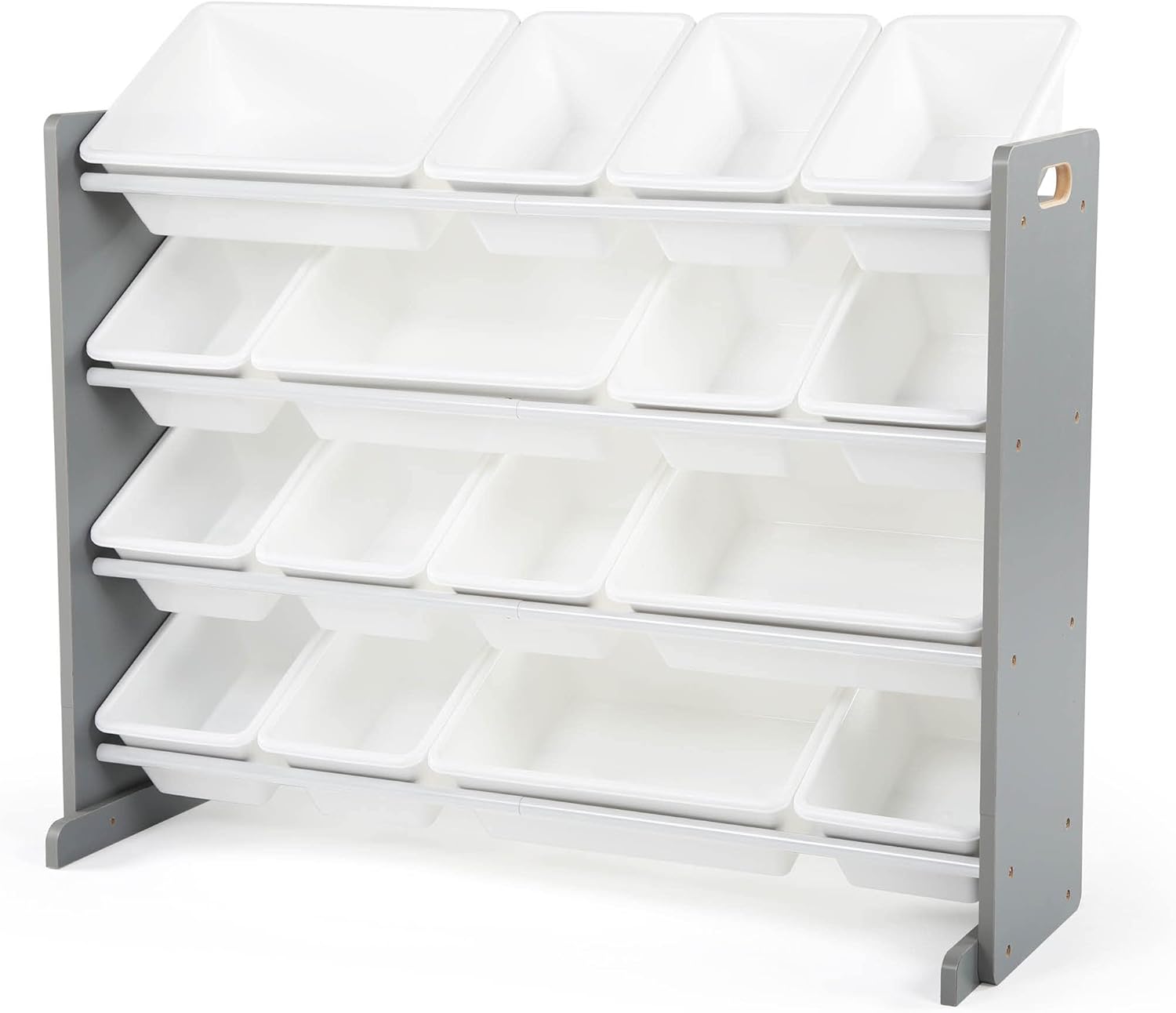 Supersized Storage Organizer with16 Removable Bins, Grey/White –Large Toy Storage Ideal for Kids Playrooms & Nurseries.