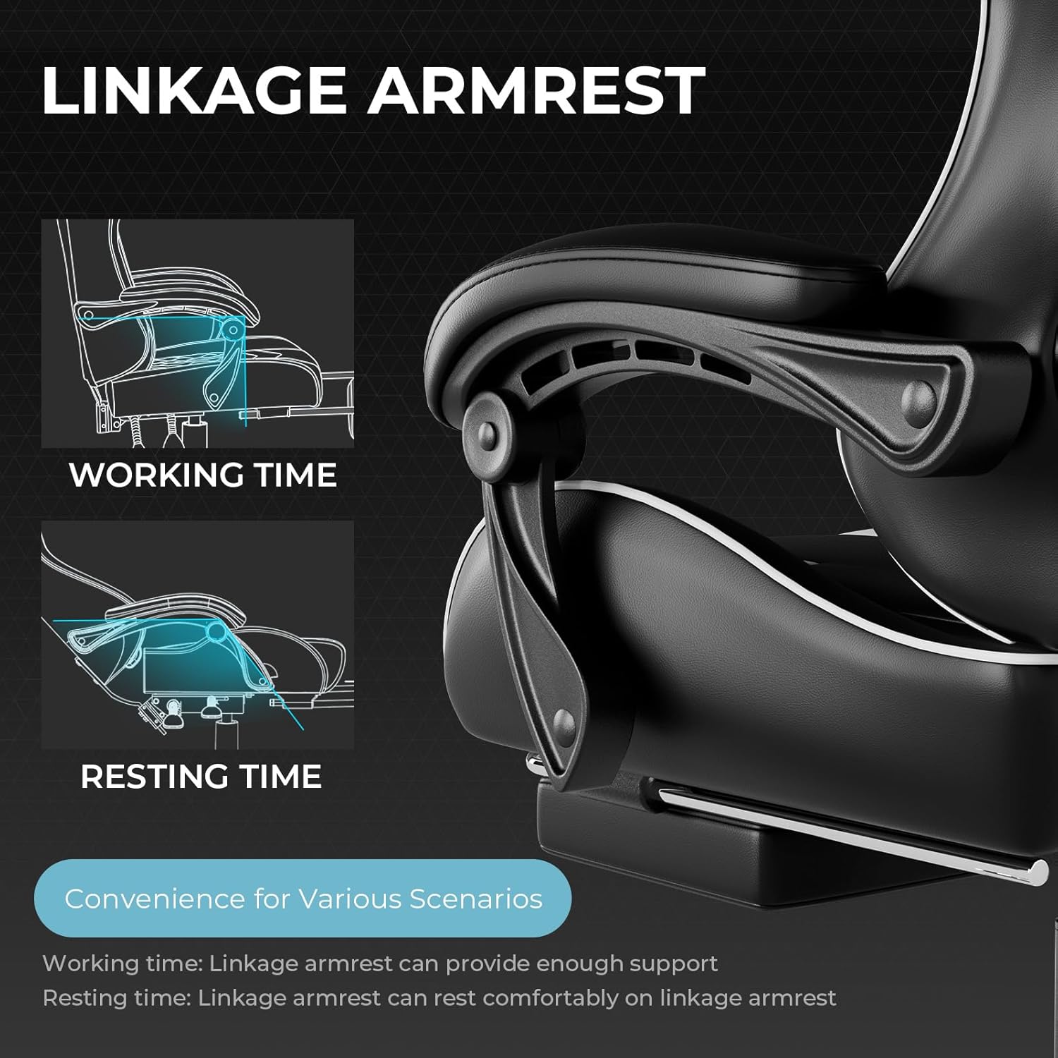 Gaming Chair, Computer Chair with Lumbar Support, Height Adjustable Game Chair with 360°-Swivel Seat & Headrest 