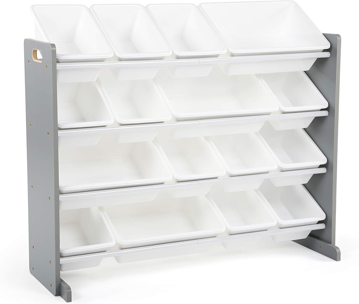 Supersized Storage Organizer with16 Removable Bins, Grey/White –Large Toy Storage Ideal for Kids Playrooms & Nurseries.