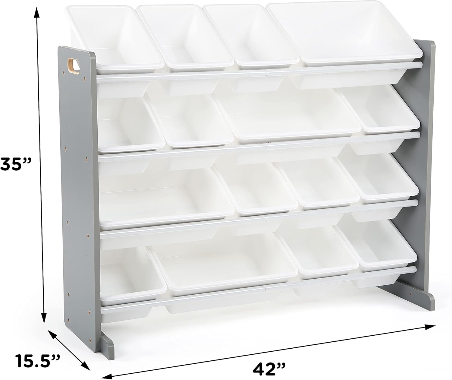 Supersized Storage Organizer with16 Removable Bins, Grey/White –Large Toy Storage Ideal for Kids Playrooms & Nurseries.